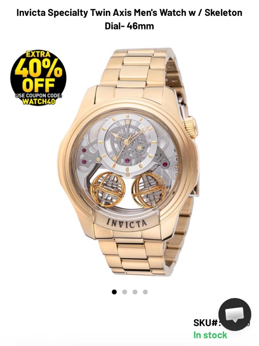 Invicta Specialty Twin Axis Men's Watch w / Skeleton Dial